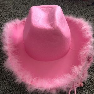 Pink fuzzy hat